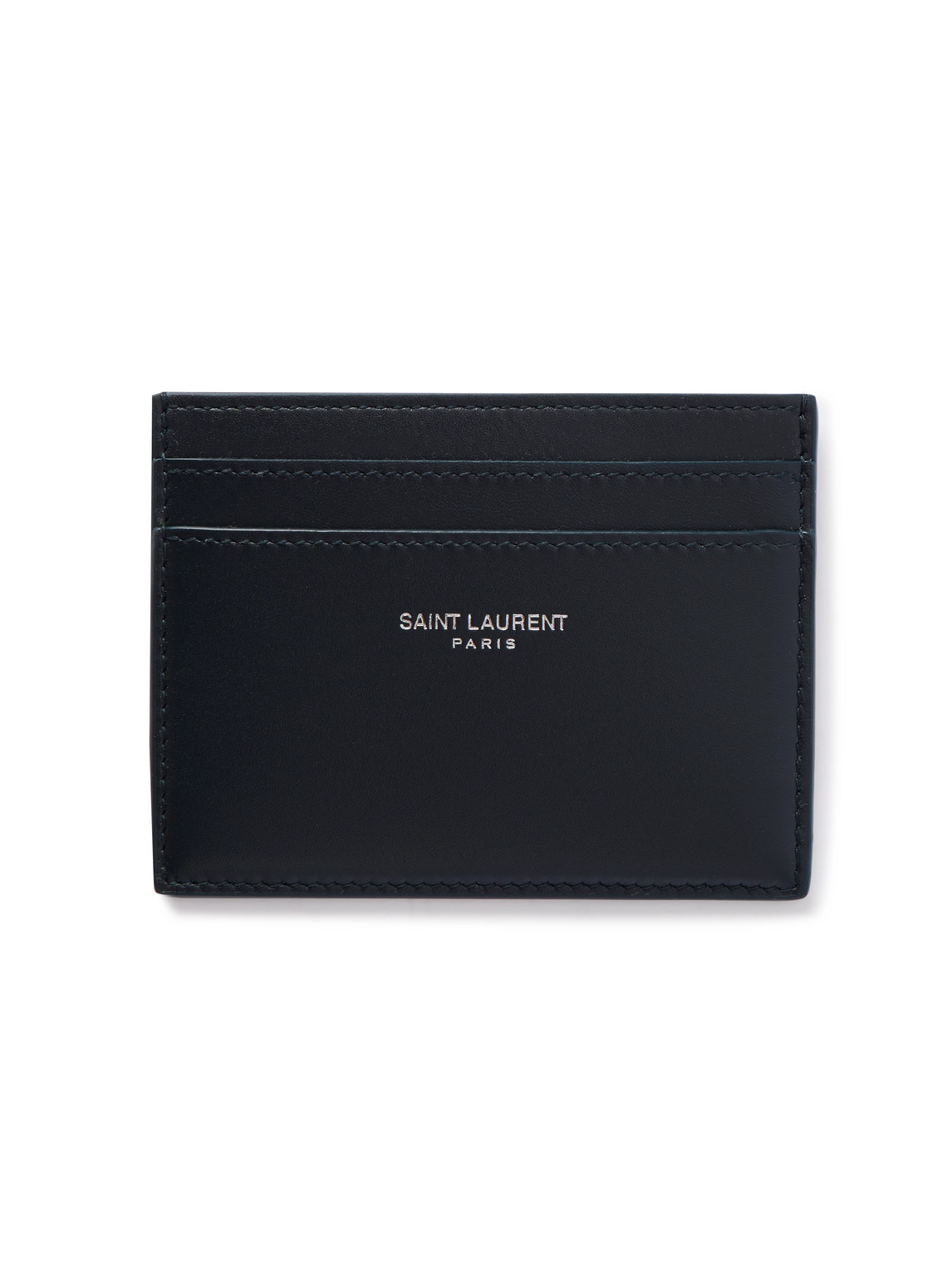 Saint Laurent Logo-print Leather Cardholder In Blue