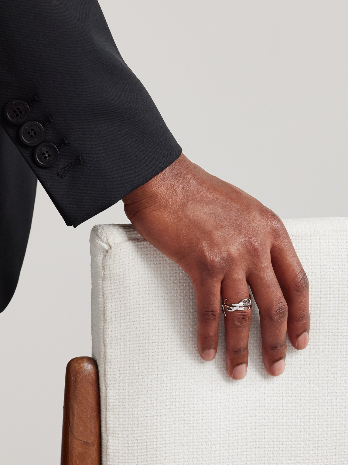 Saint Laurent Cassandre Silver-tone Ring In Silver