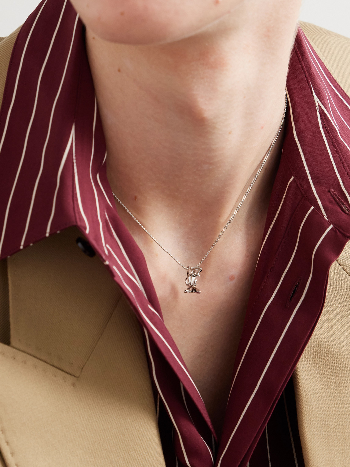 Saint Laurent Silver-tone Chain Necklace
