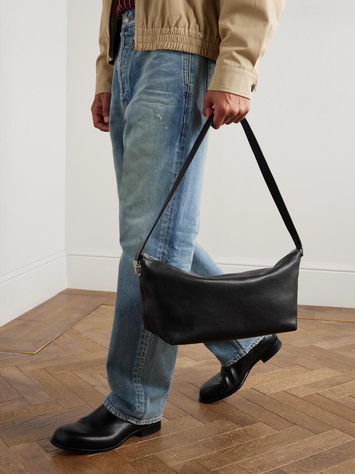 Saint Laurent Full-grain Leather Messenger Bag