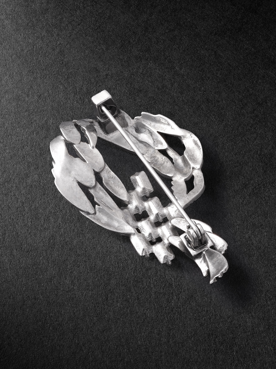 Saint Laurent Crystal-embellished Silver-tone Brooch In Silver