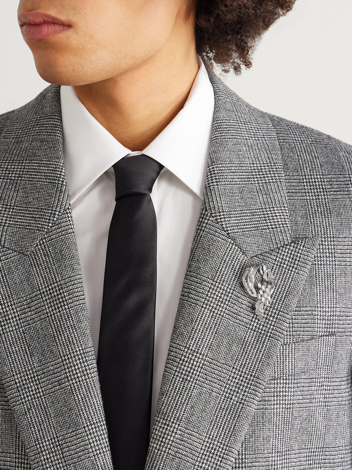 Saint Laurent Crystal-embellished Silver-tone Brooch In Silver