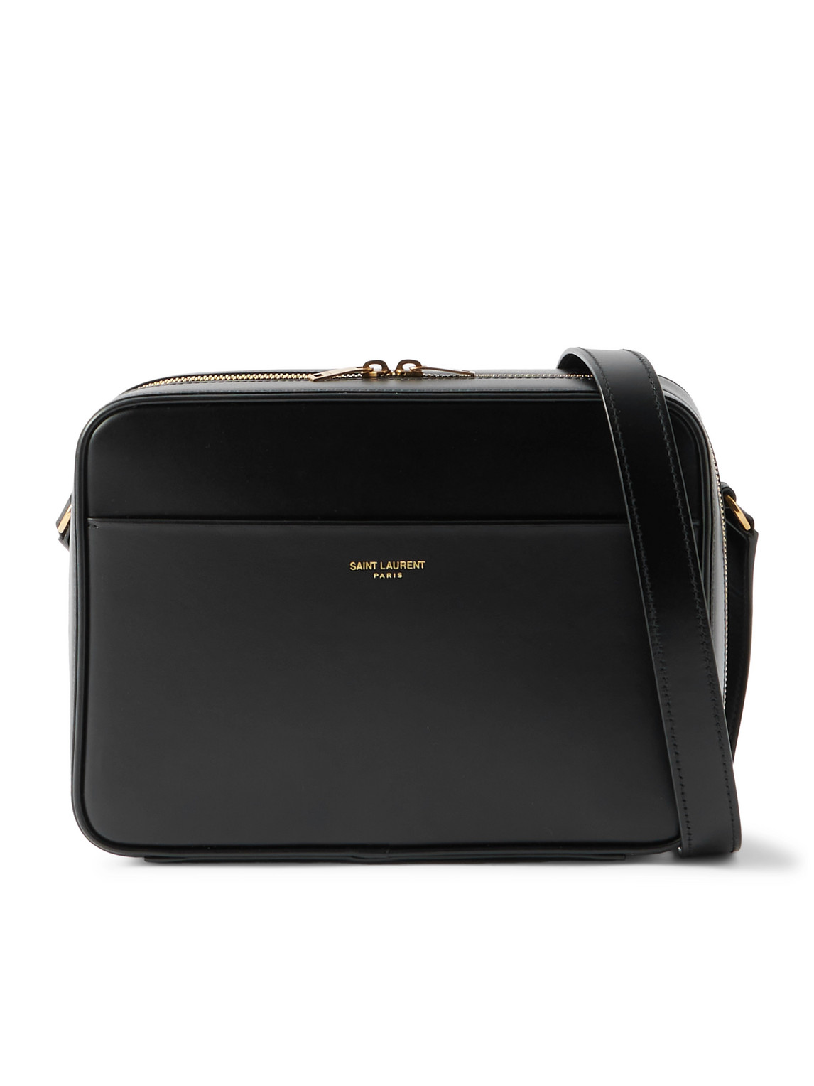 Saint Laurent Logo-print Leather Messenger Bag In Black