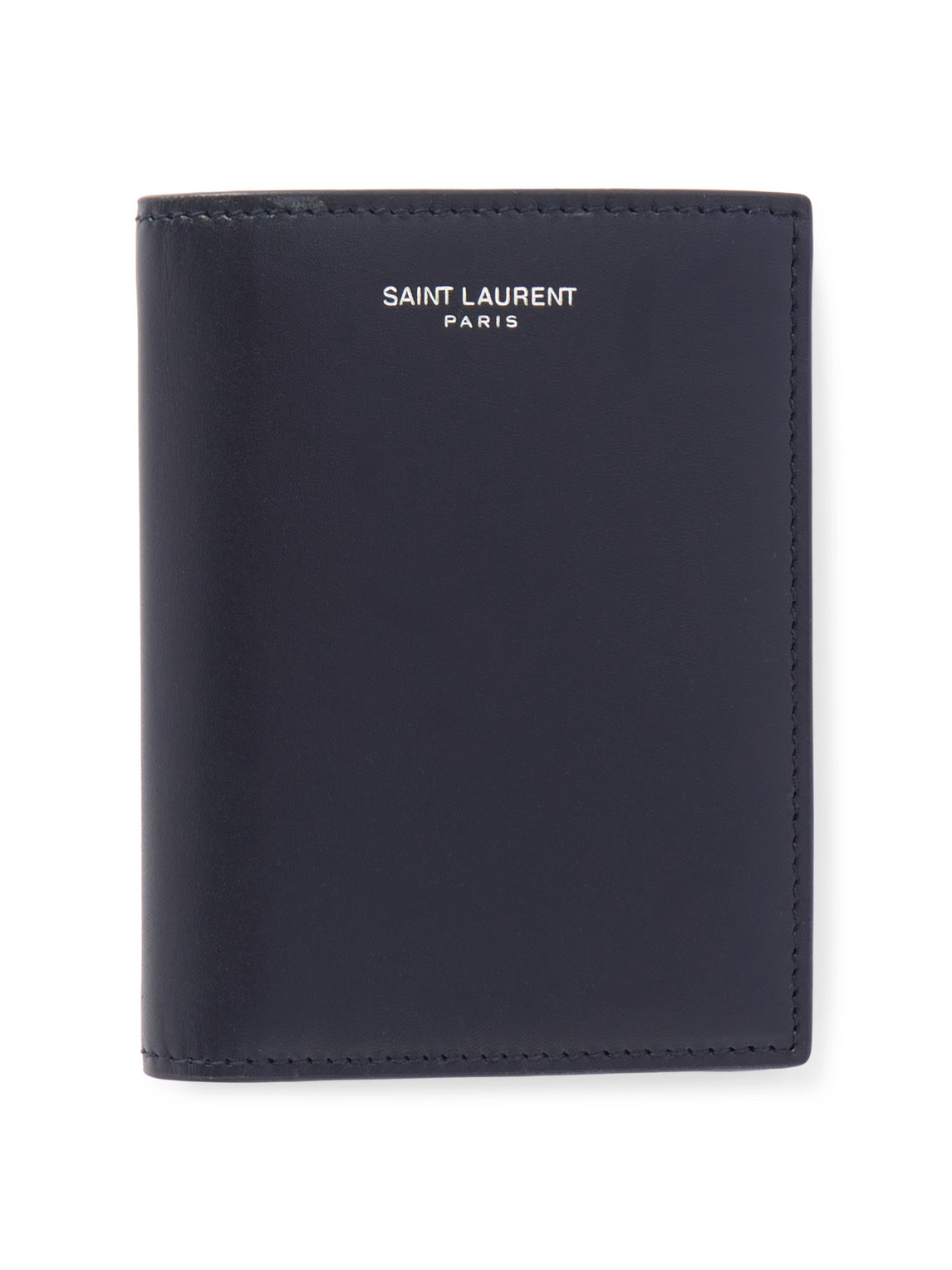 Saint Laurent Logo-print Leather Bifold Wallet In Blue