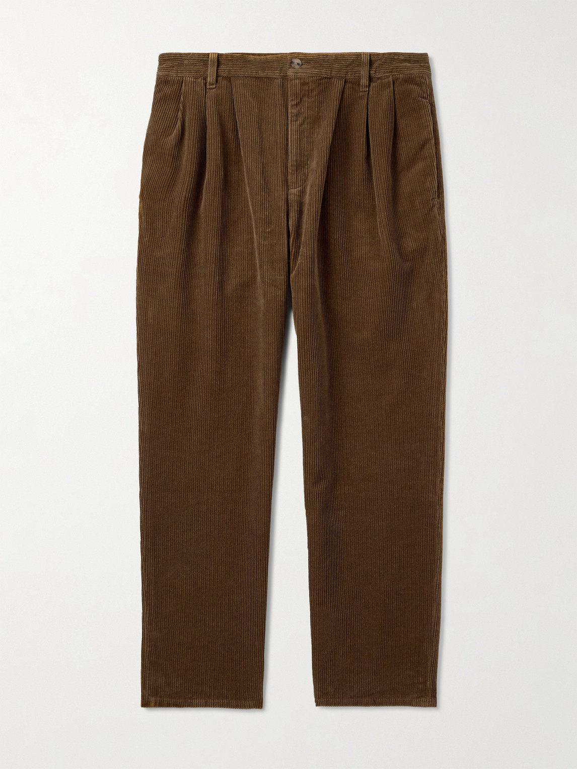Saint Laurent Straight-Leg Pleated Cotton-Corduroy Trousers - Men