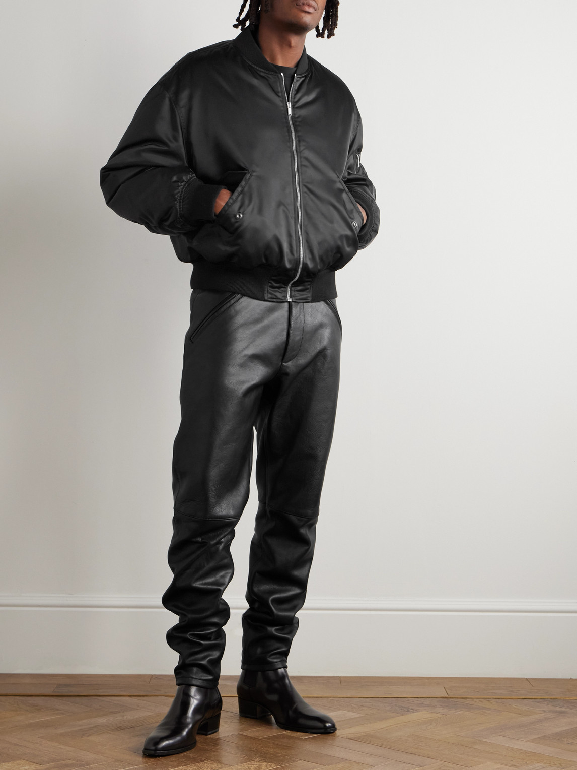 Saint Laurent Bomber Jacket In Water-repellent Nylon Serge In Black