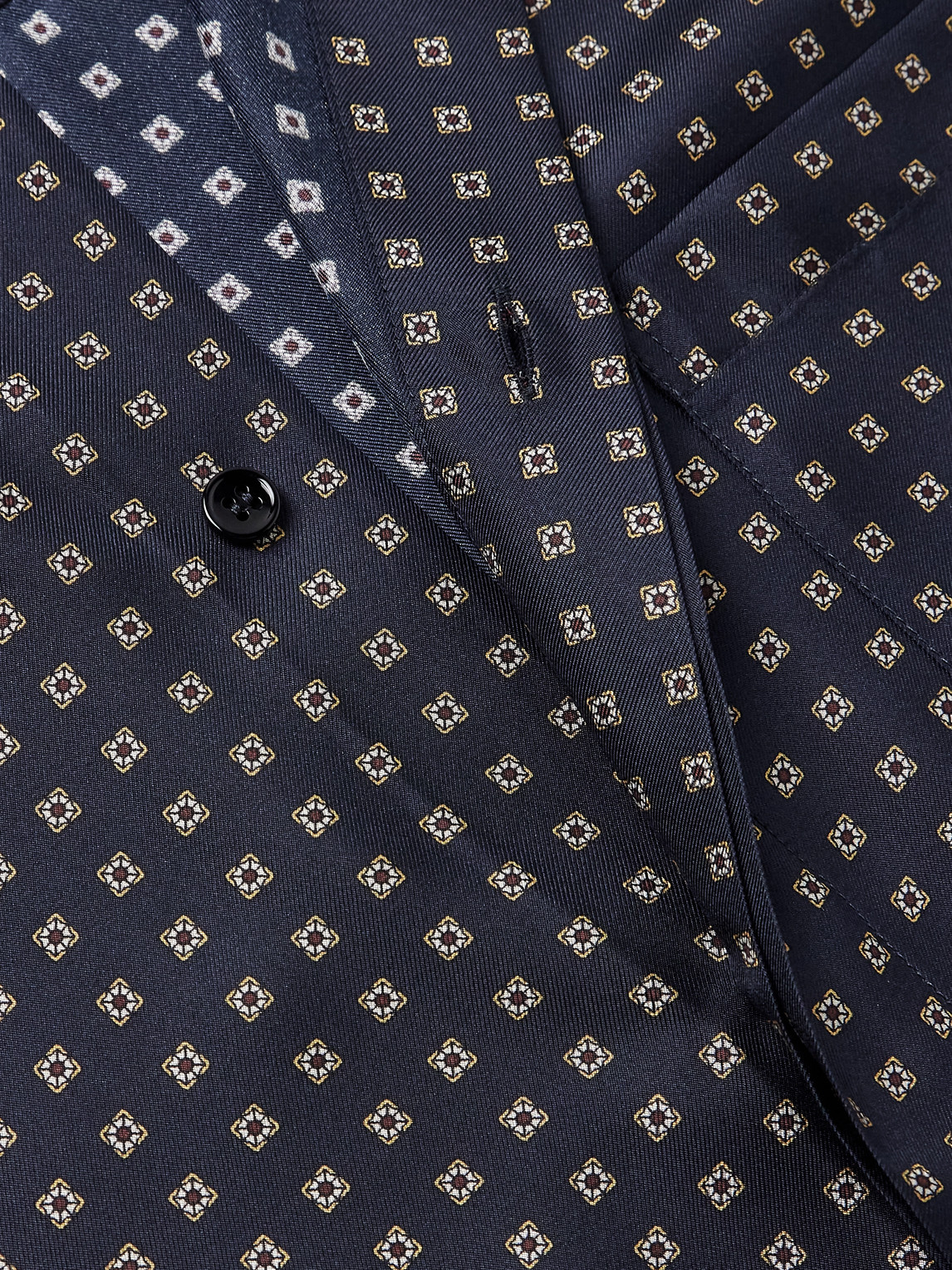  Saint Laurent - Printed Silk-voile Shirt - Men - Brown - 38 