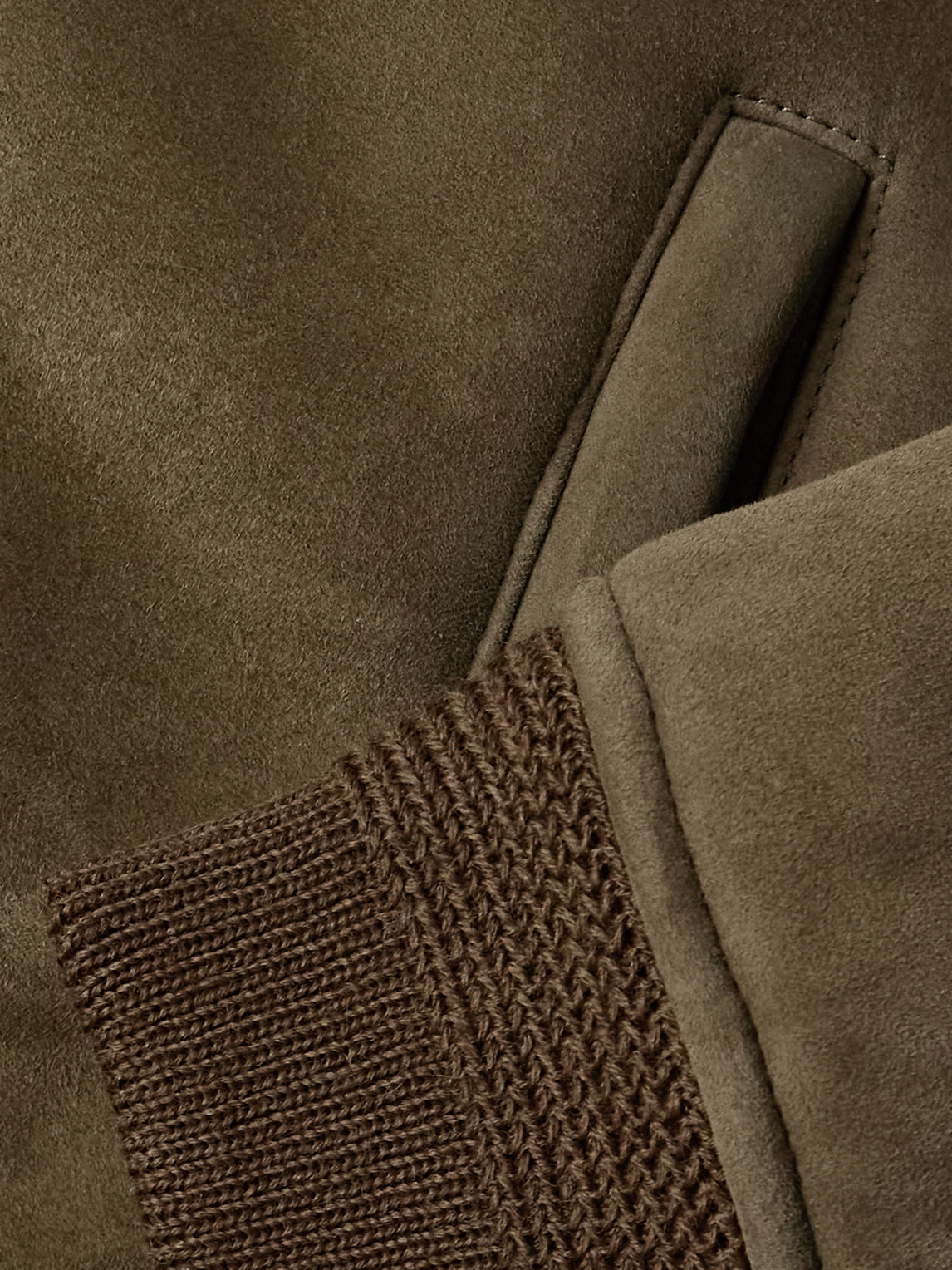Saint Laurent Shearling Blouson Jacket In Green