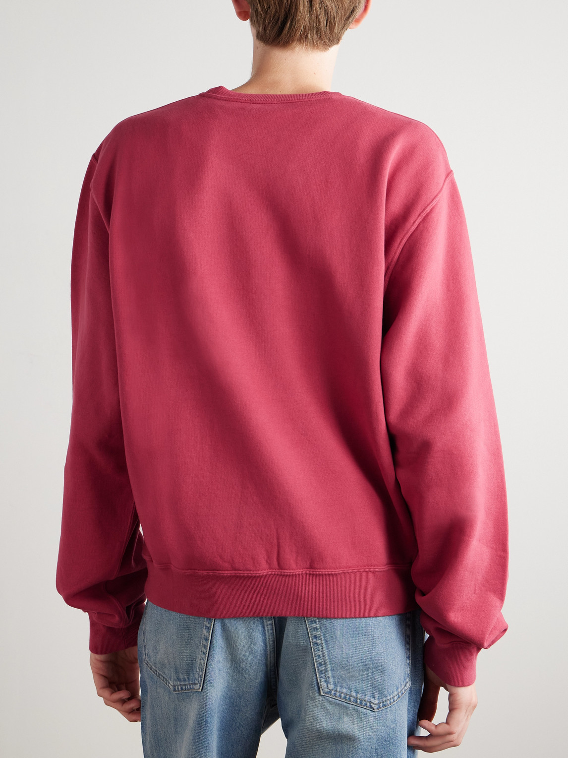 Saint Laurent Logo-embroidered Cotton-jersey Sweatshirt In Pink