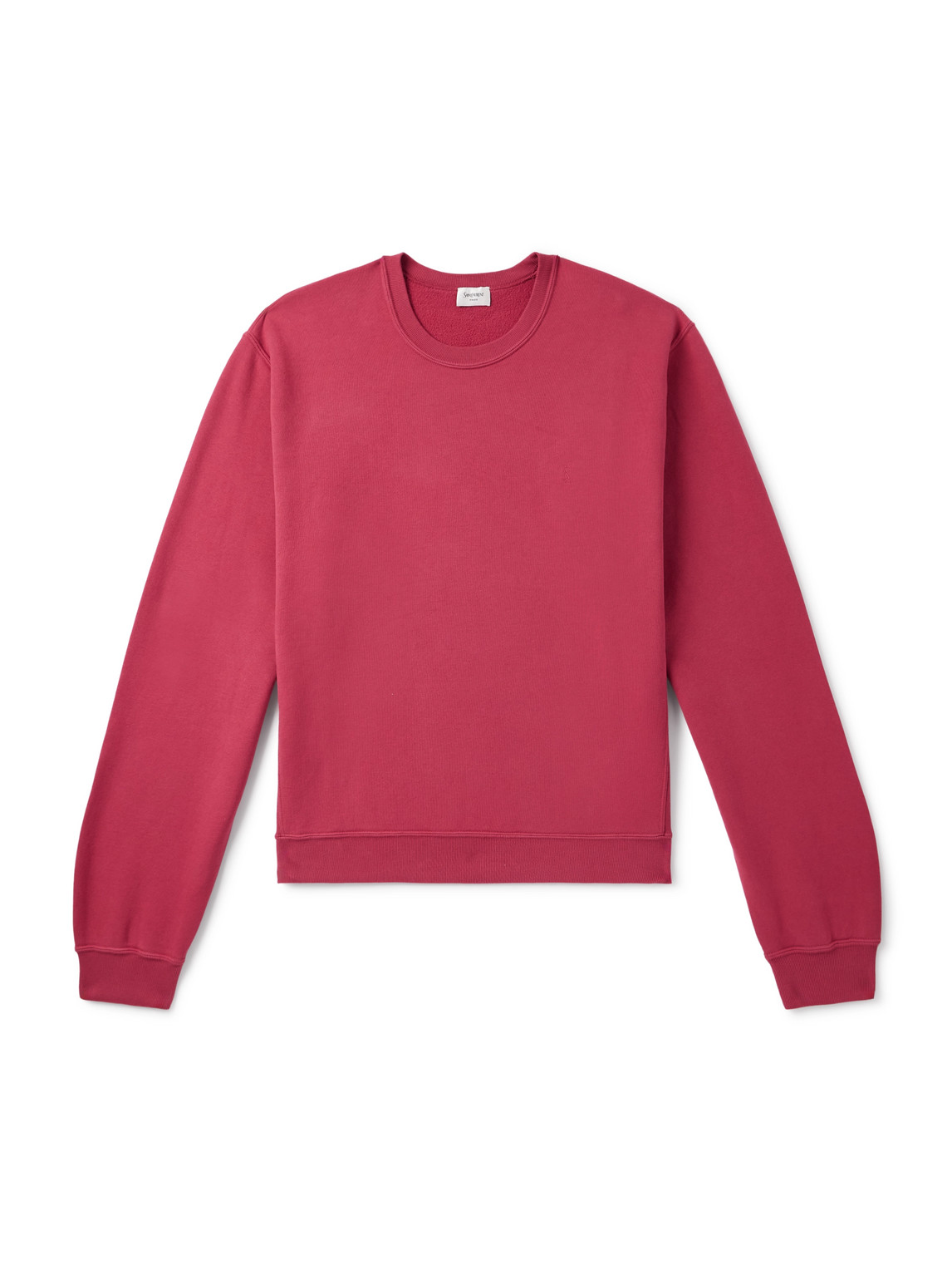 Saint Laurent Logo-embroidered Cotton-jersey Sweatshirt In Red