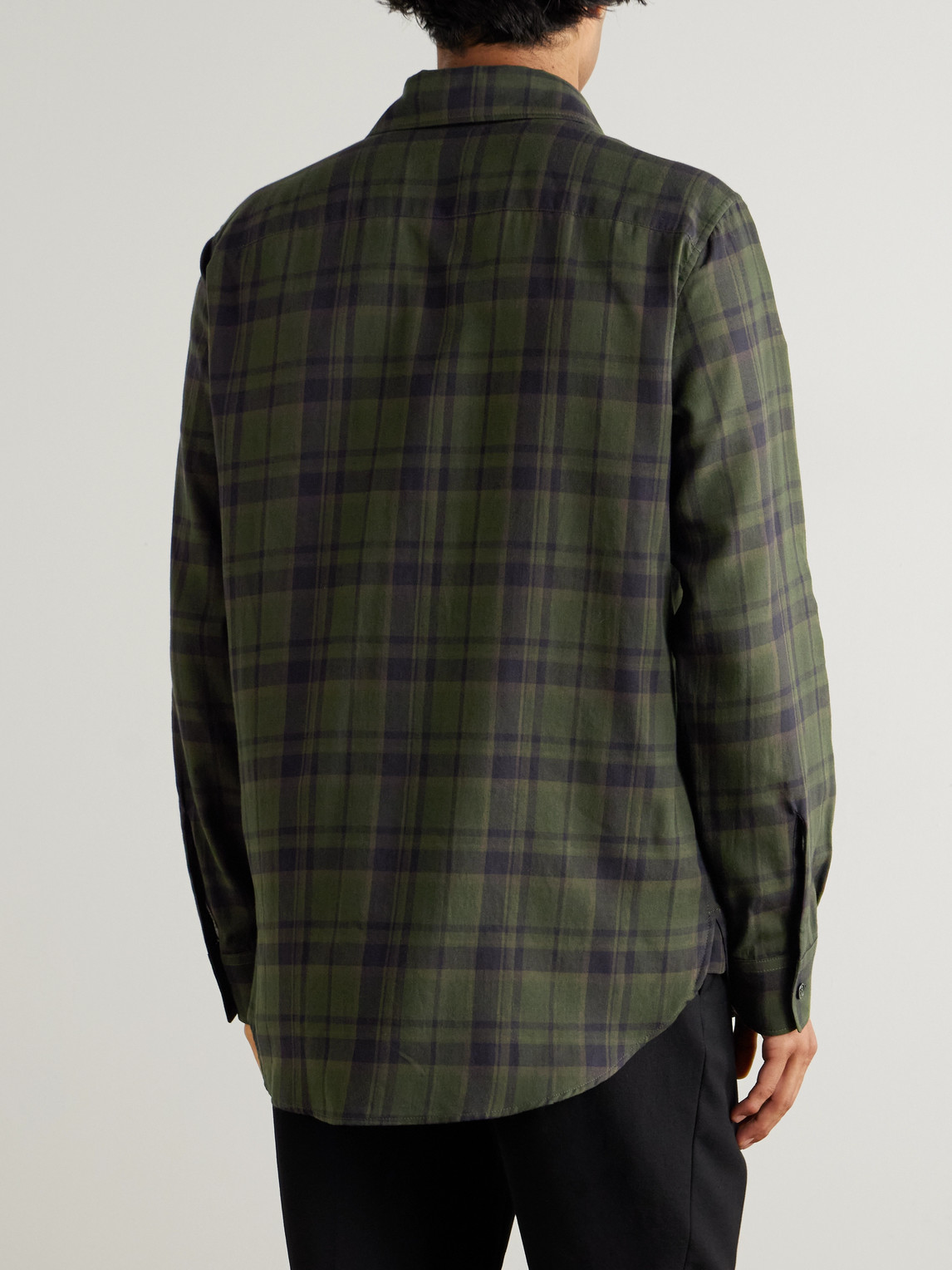 Saint Laurent Button-down Shirt With Curved Hem And Pocket In Green