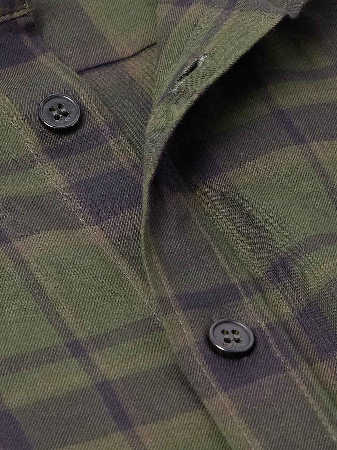 Saint Laurent Button-down Shirt With Curved Hem And Pocket In Green