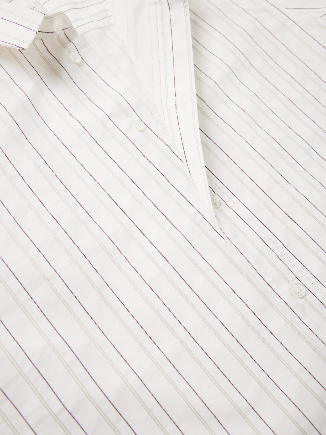 Saint Laurent Cassandre Shirt In Self-stripe Cotton Poplin In White