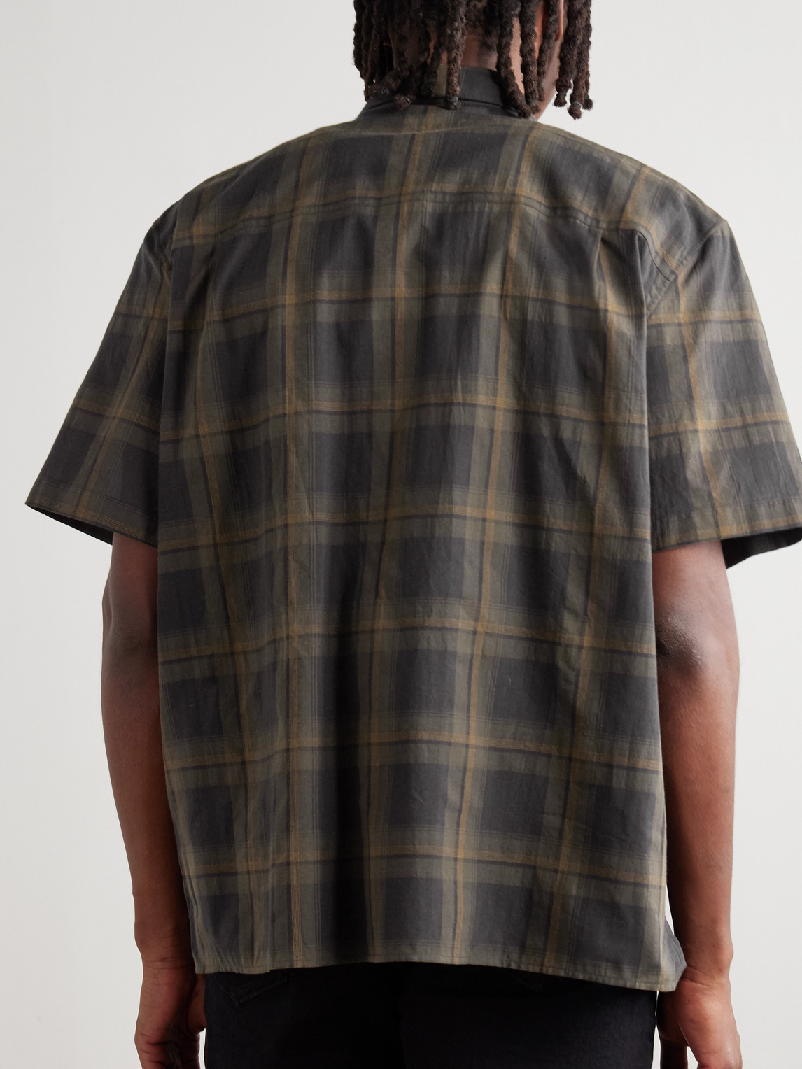 Saint Laurent Checked Cotton-voile Shirt In Blue