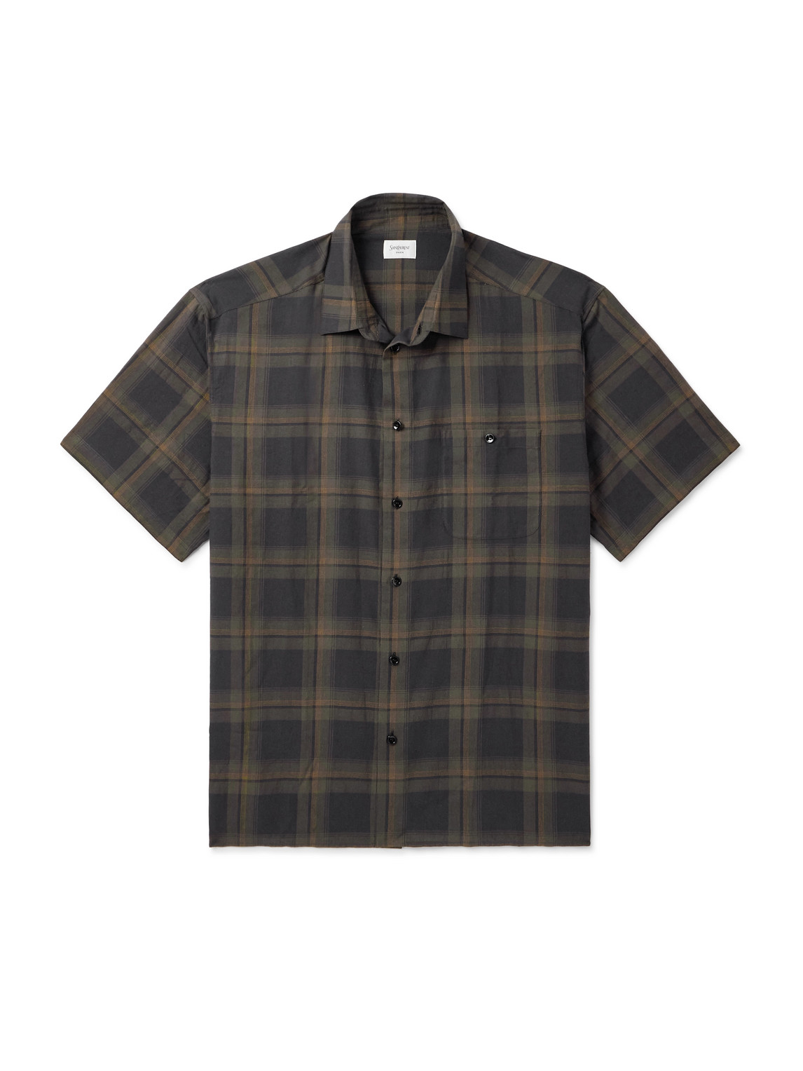 Saint Laurent Checked Cotton-voile Shirt In Blue