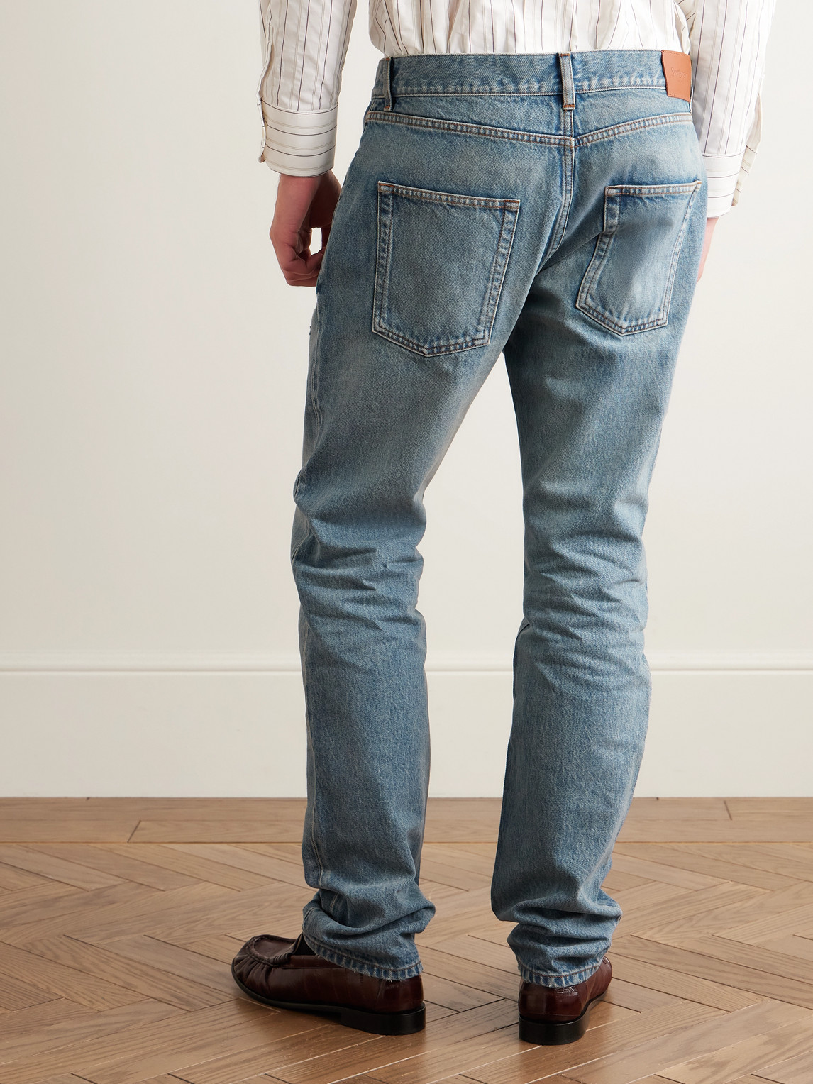 Saint Laurent Slim-fit Distressed Jeans In Blue