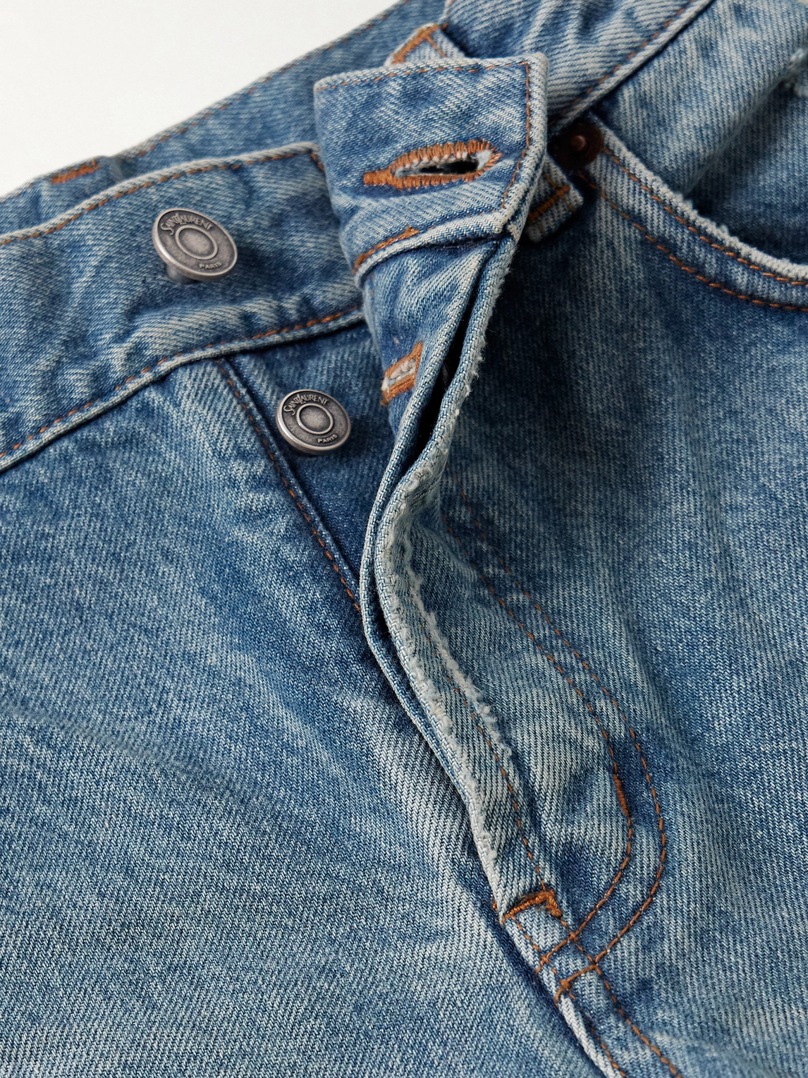Saint Laurent Slim-fit Distressed Jeans In Blue