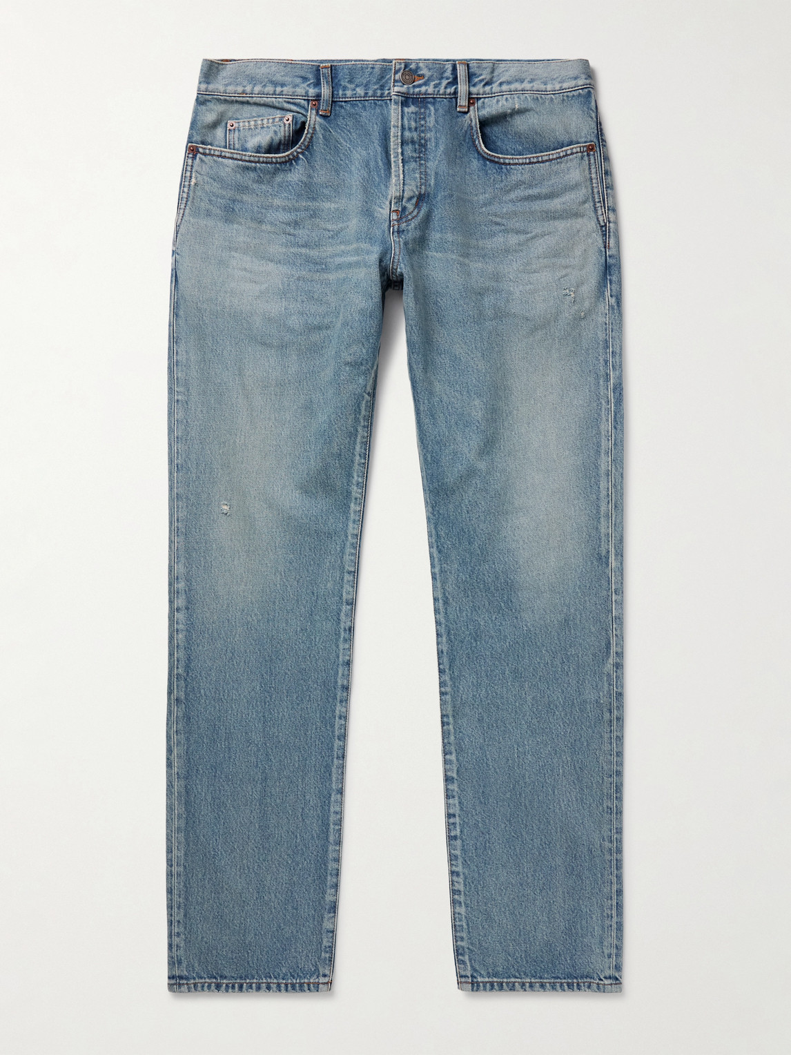 Saint Laurent Slim-fit Distressed Jeans In Blue