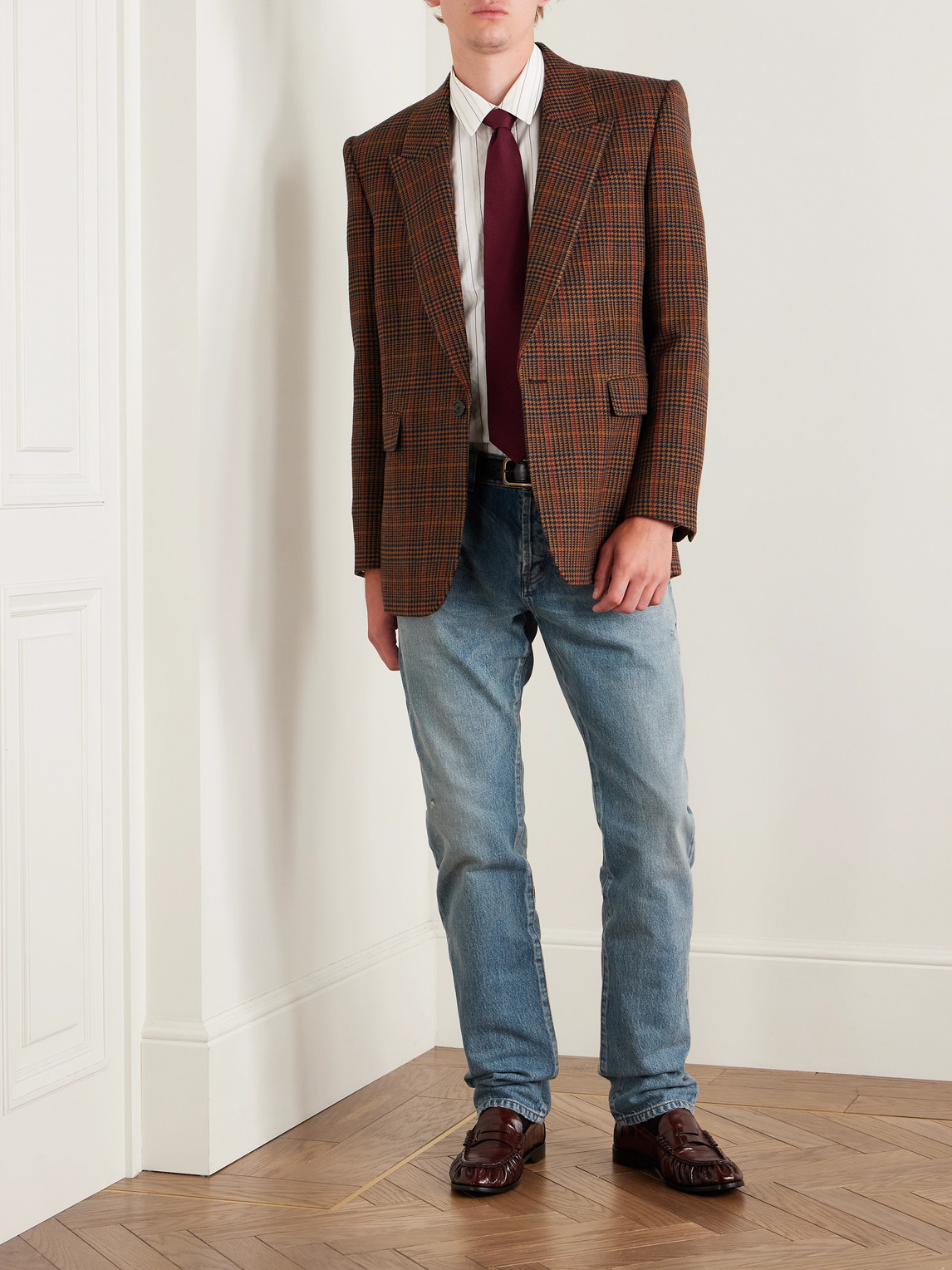 Saint Laurent Slim-fit Distressed Jeans In Blue