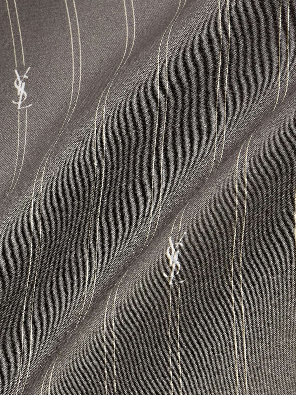 Saint Laurent Striped Silk Crepe De Chine Shirt In Gray