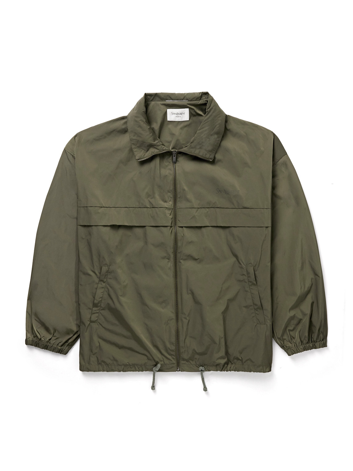 Saint Laurent Logo-print Shell Blouson Jacket In Green