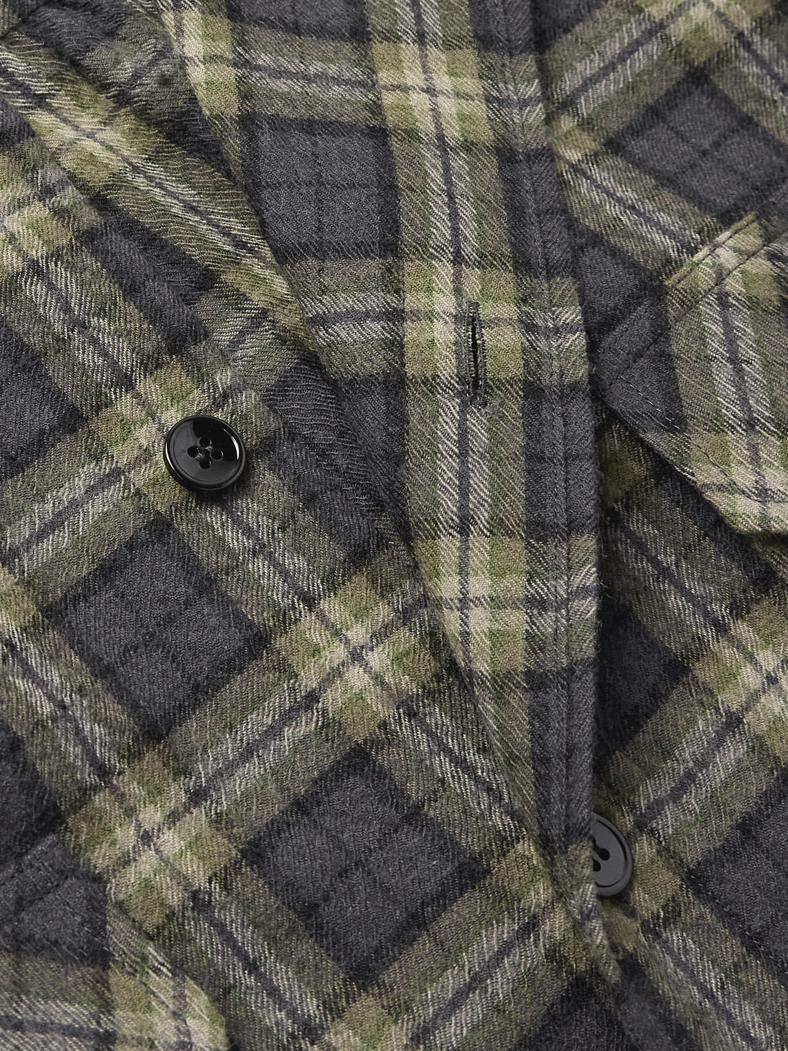 Saint Laurent Embroidered Overshirt In Wool Check In Gray