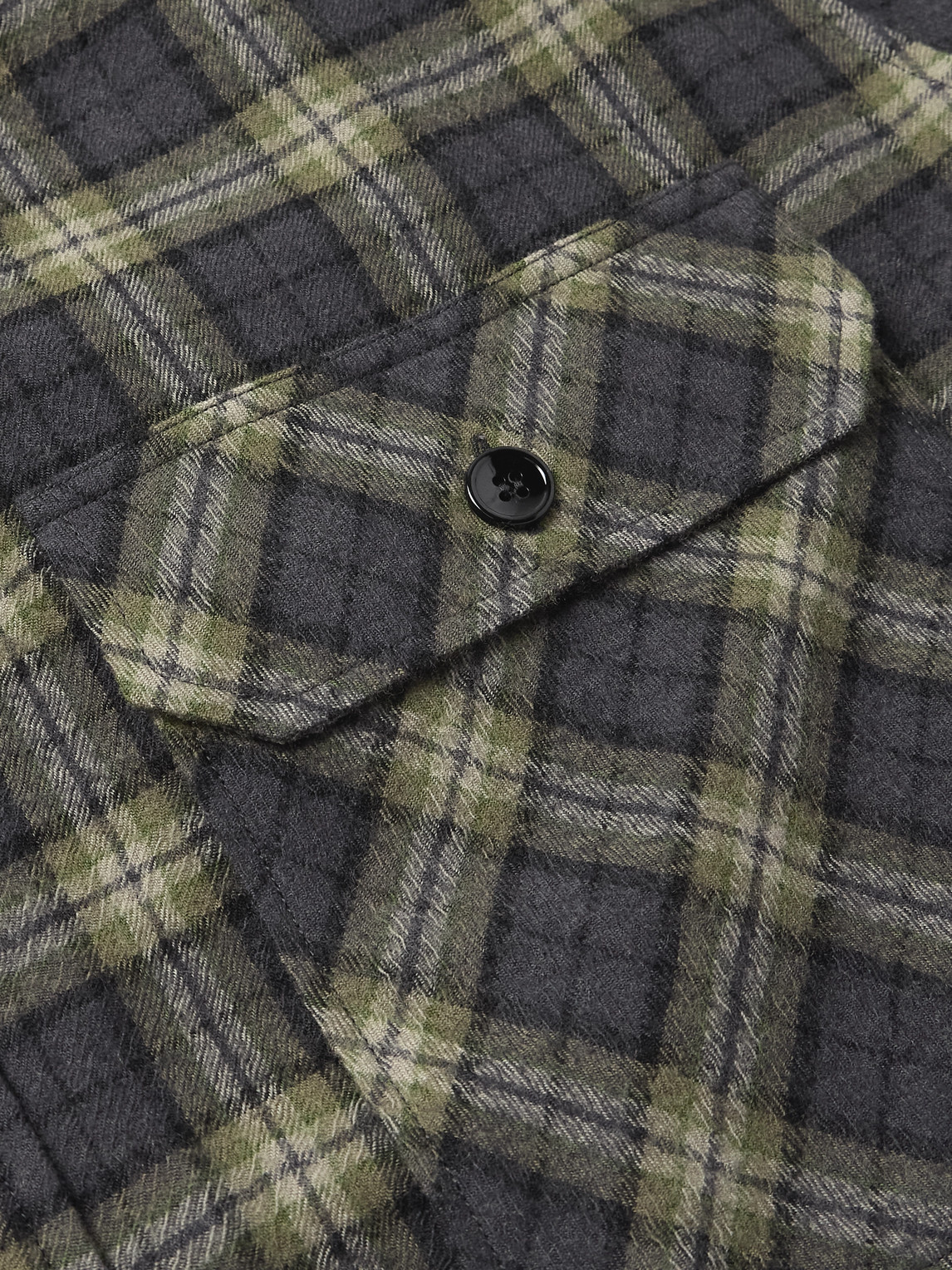 Saint Laurent Embroidered Overshirt In Wool Check In Gray