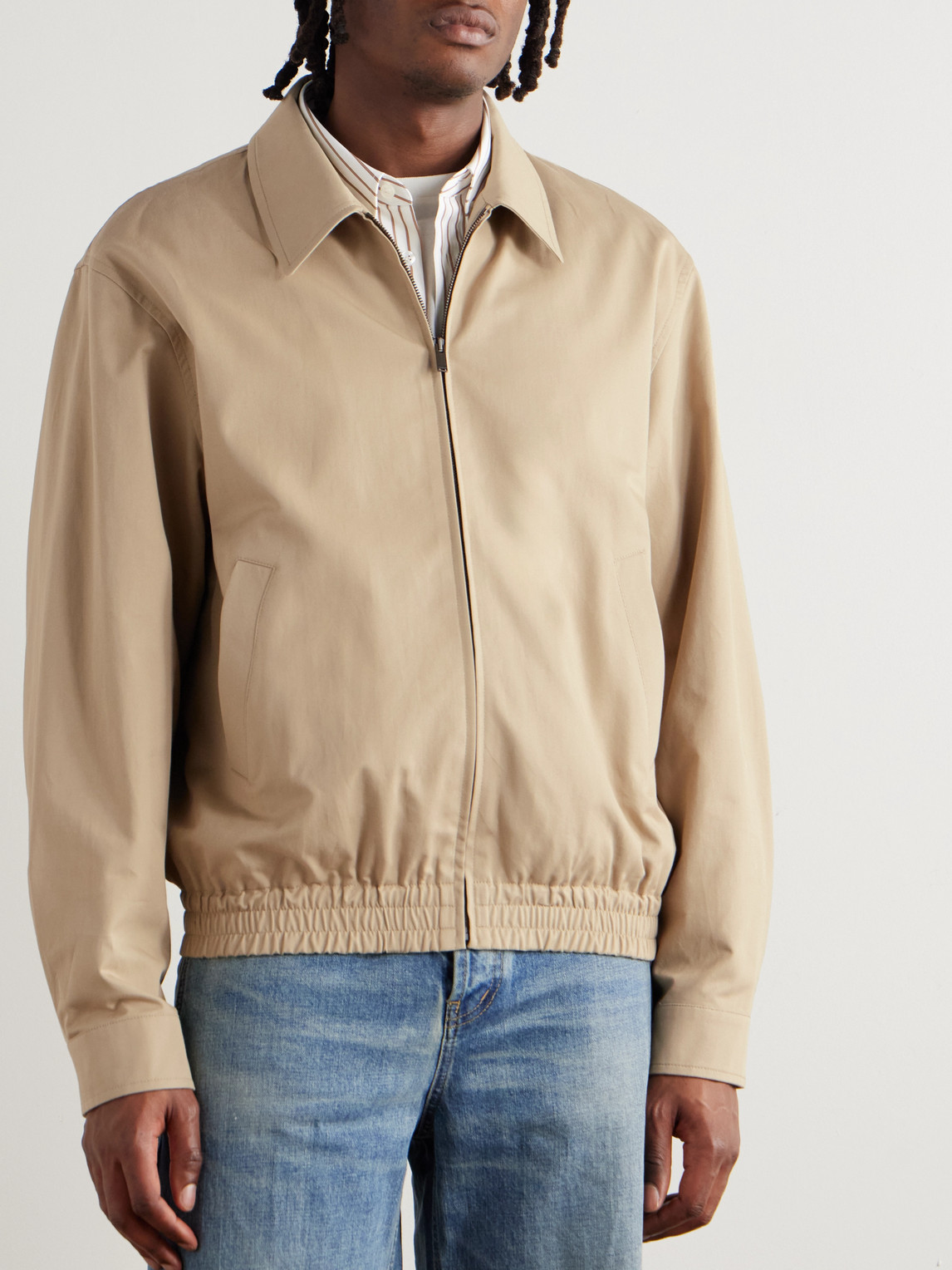 Saint Laurent Cotton-twill Overshirt In Neutral