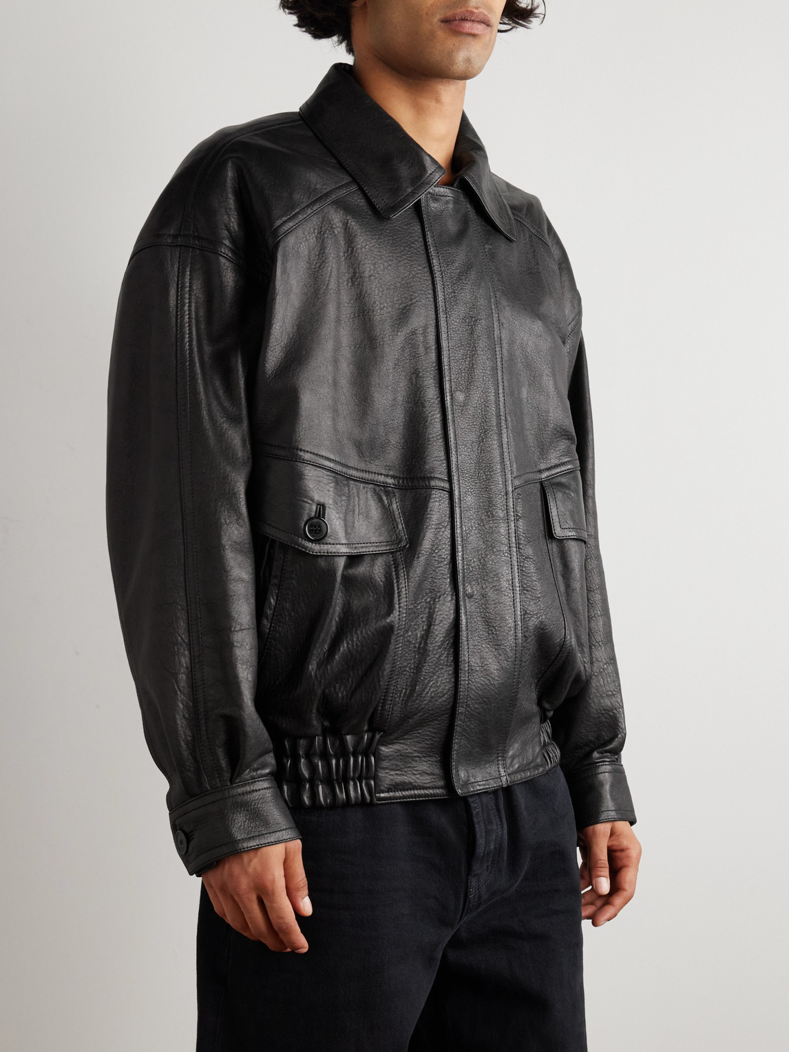Saint Laurent Bomber Jacket In Bubbled Lambskin With Zip Clothing In Black