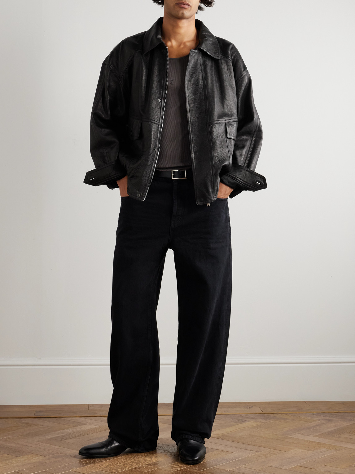 Saint Laurent Bomber Jacket In Bubbled Lambskin With Zip Clothing In Black