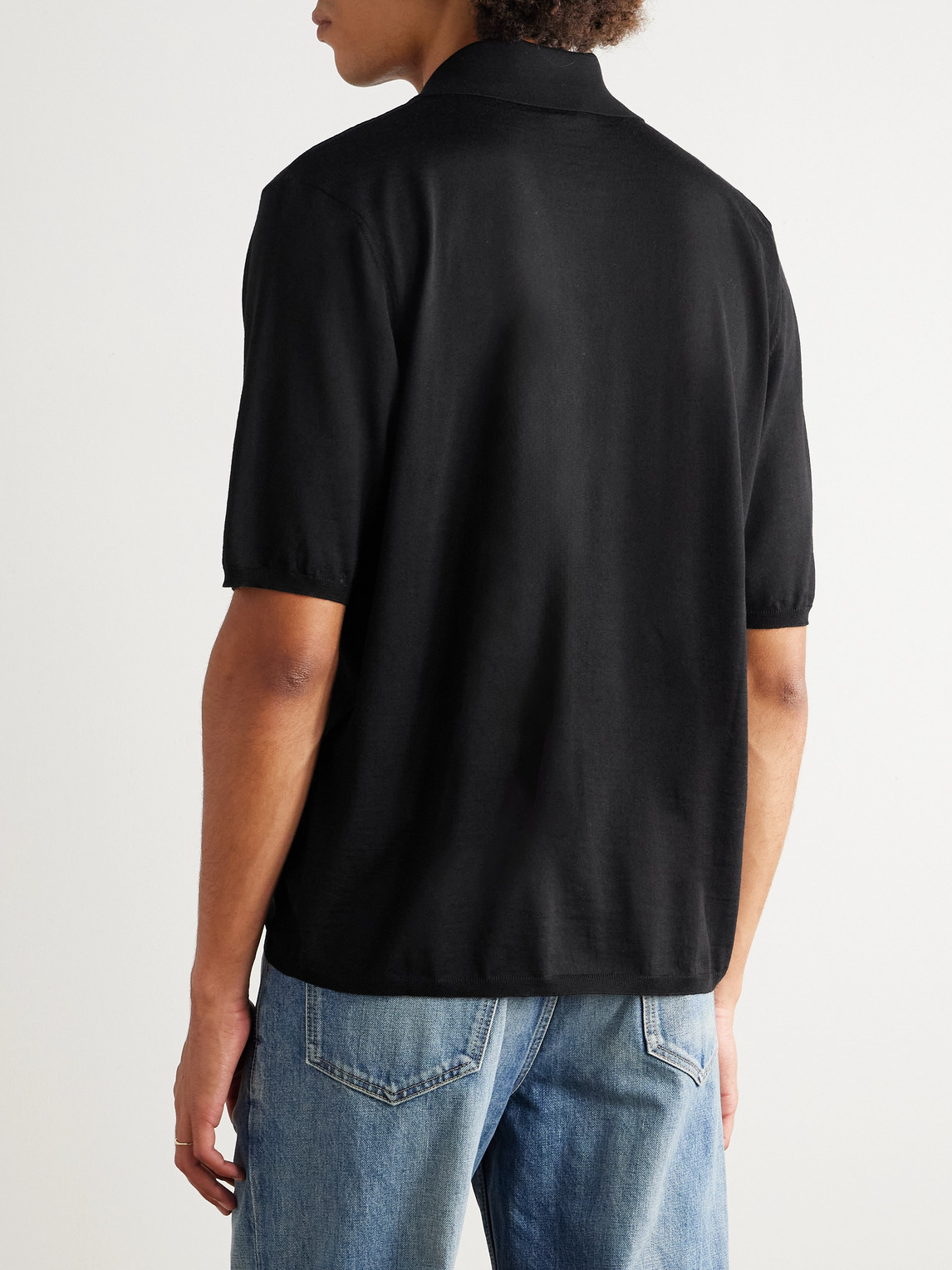 Saint Laurent Cassandre Polo Shirt In Black