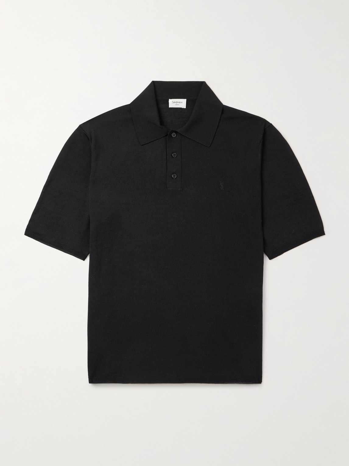 Saint Laurent Cassandre Logo-Embroidered Wool Polo Shirten