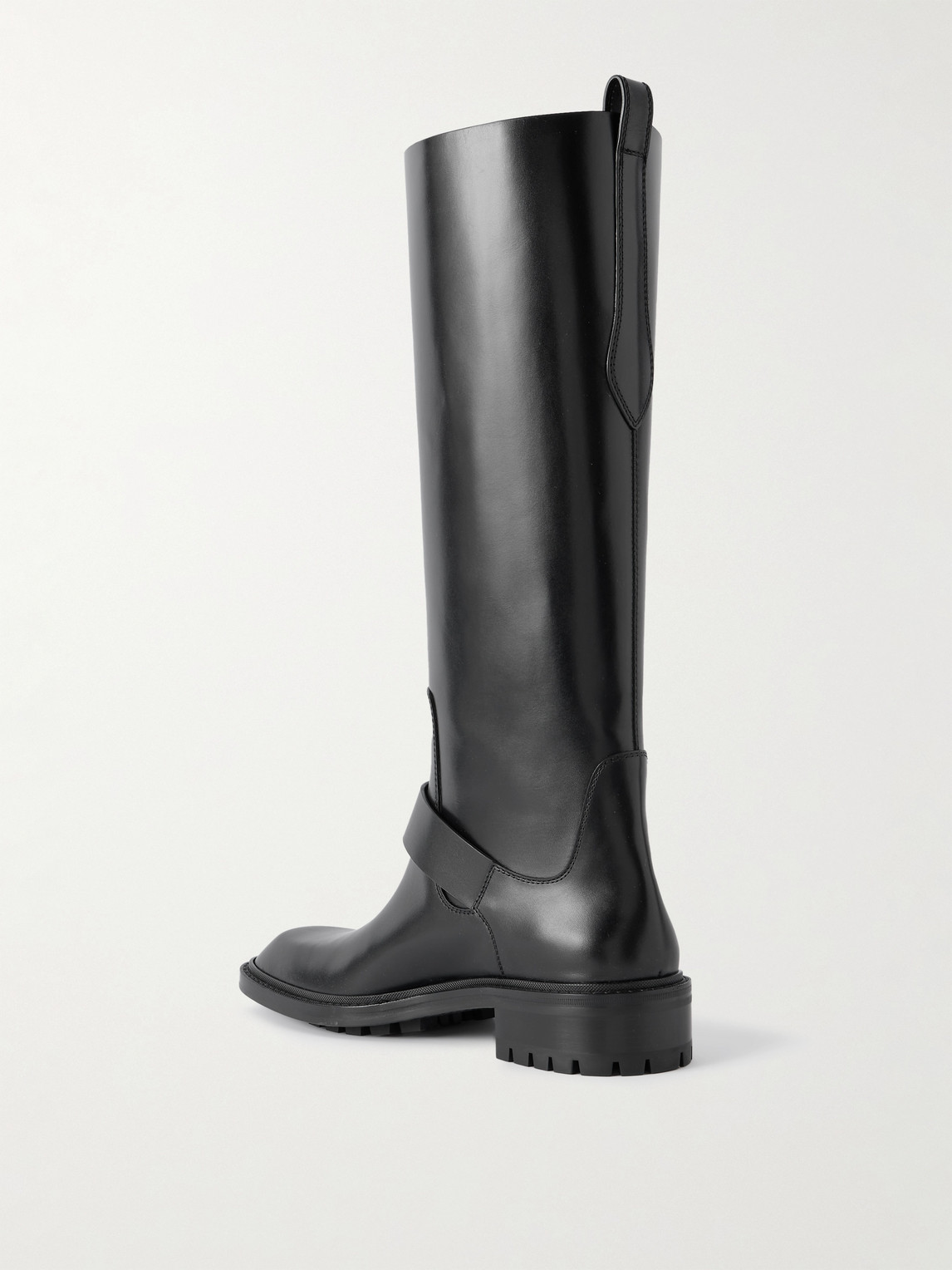 Saint Laurent Vadim Buckled Leather Knee Boots In Black