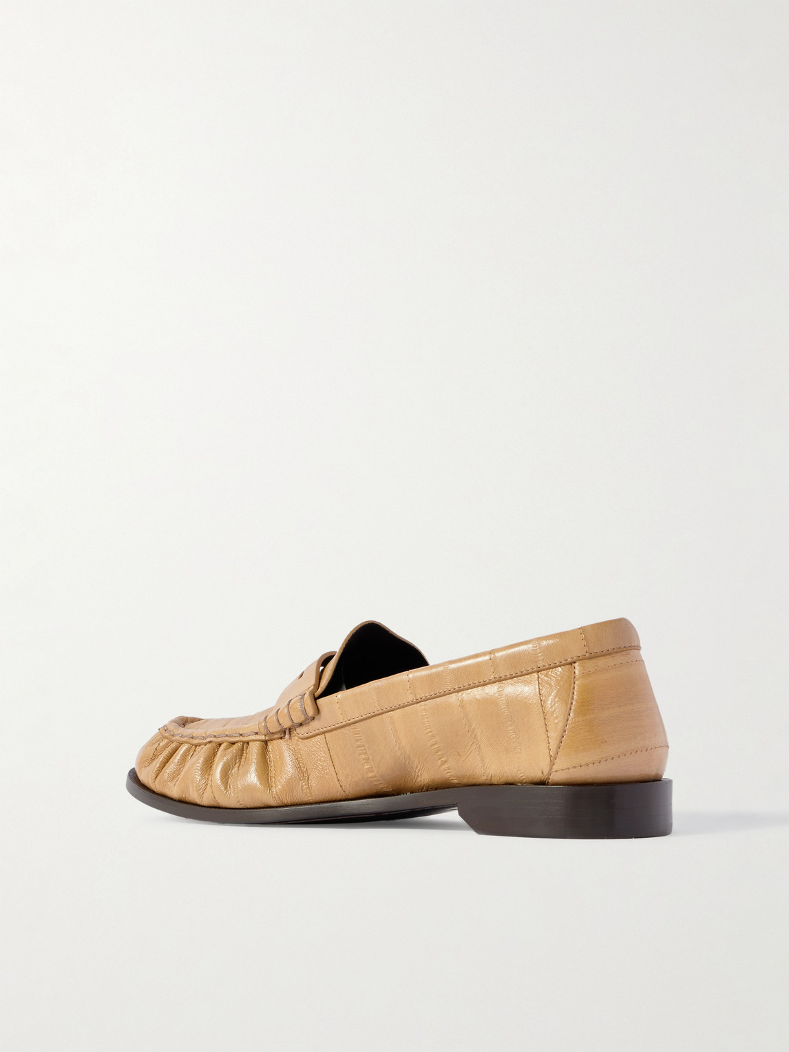 Saint Laurent Le Loafer Monogram Logo-appliquéd Eel Penny Loafers In Neutral