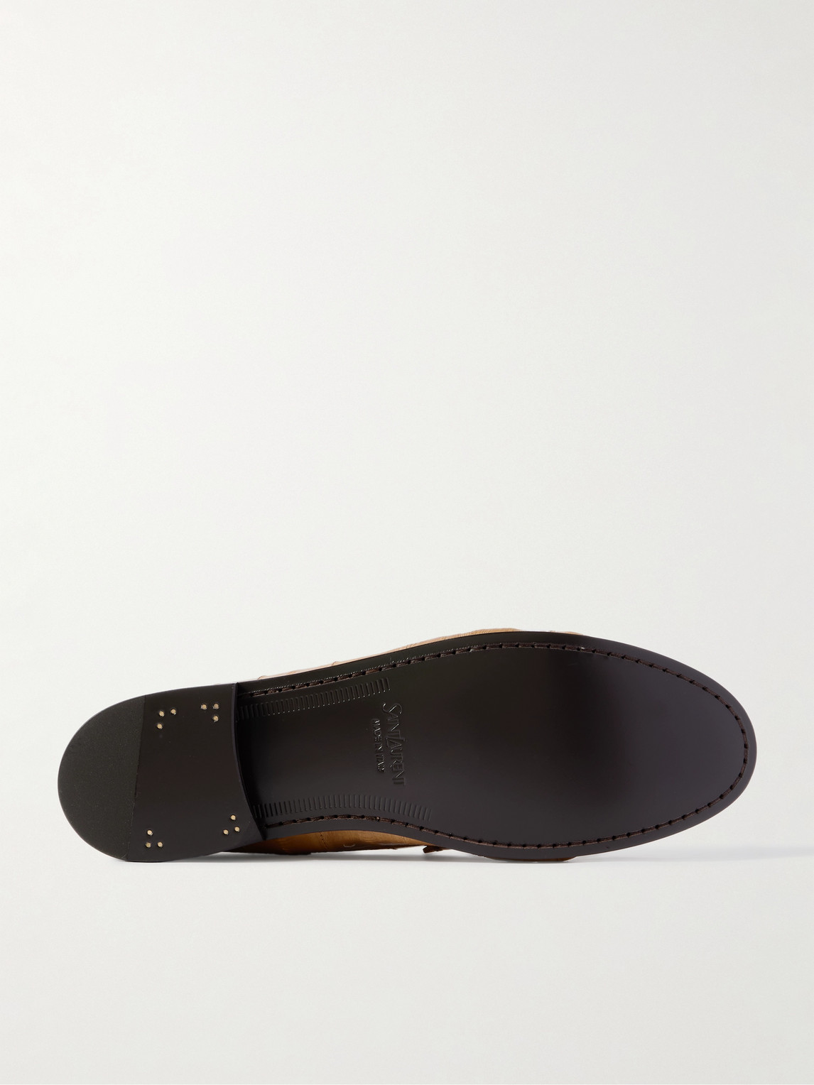 Saint Laurent Le Loafer Monogram Logo-appliquéd Eel Penny Loafers In Neutral
