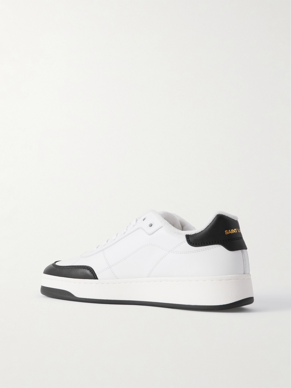 Saint Laurent Smooth Leather Sneakers Contrast Panel In White