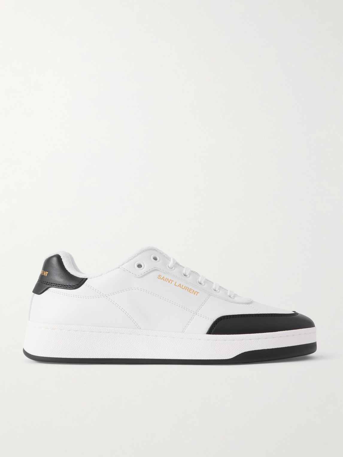 Saint Laurent White And Black Leather Sneakers In Multi