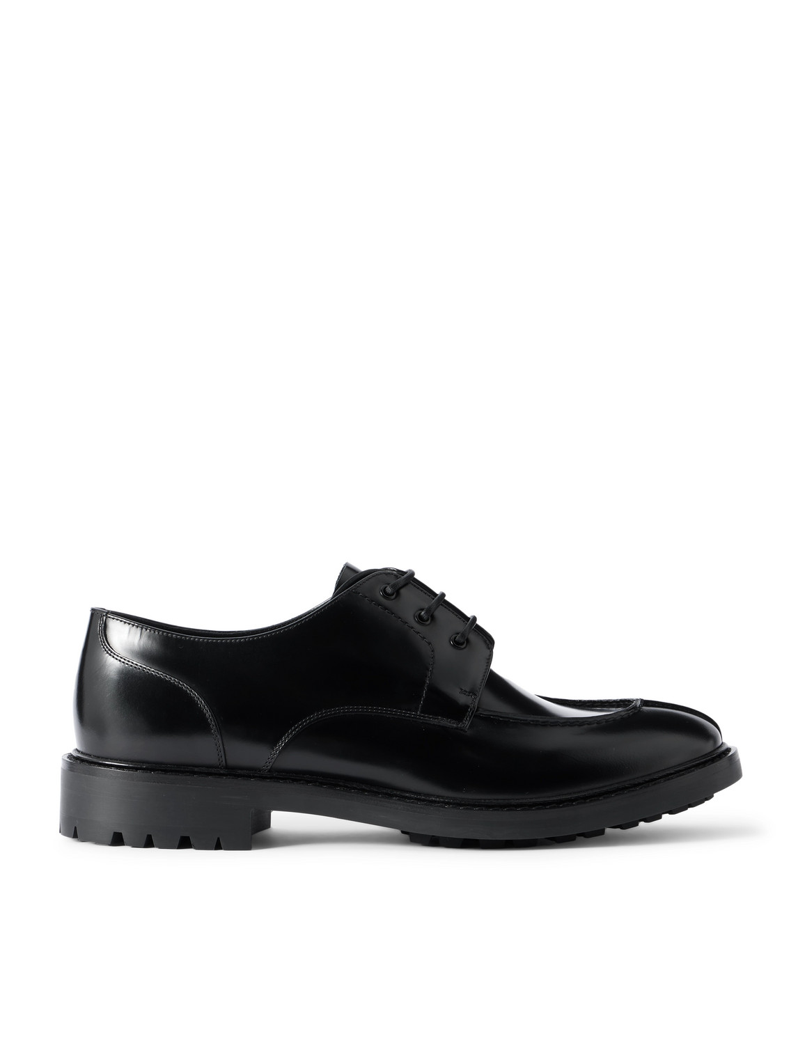 Saint Laurent Lino Leather Derby Shoes In Black