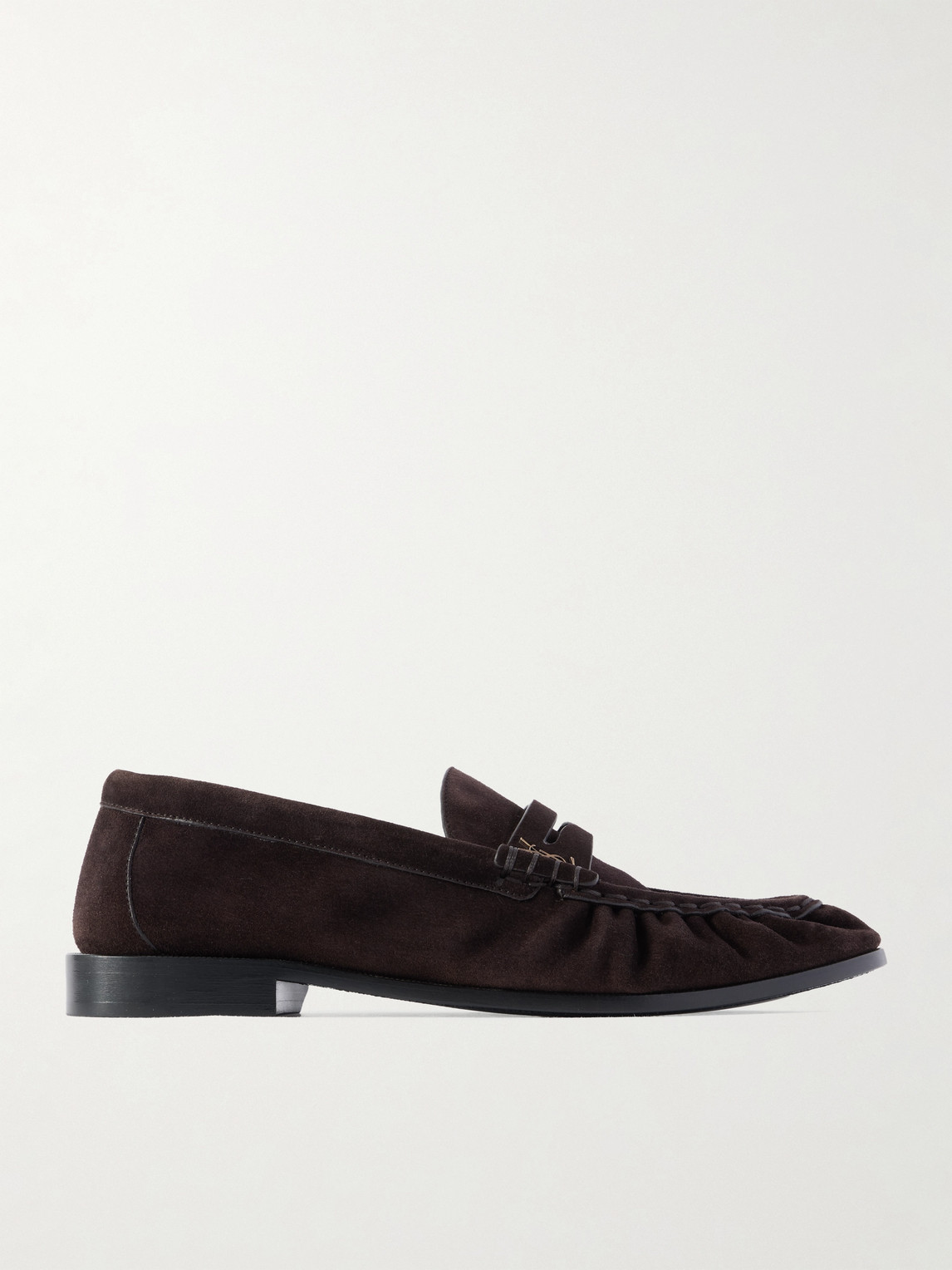 Saint Laurent Le Loafer Monogram Logo-Appliquéd Suede Penny Loafers - Men