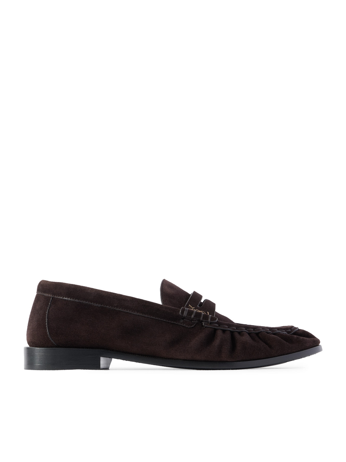 Saint Laurent Le Loafer Monogram Logo-appliquéd Suede Penny Loafers