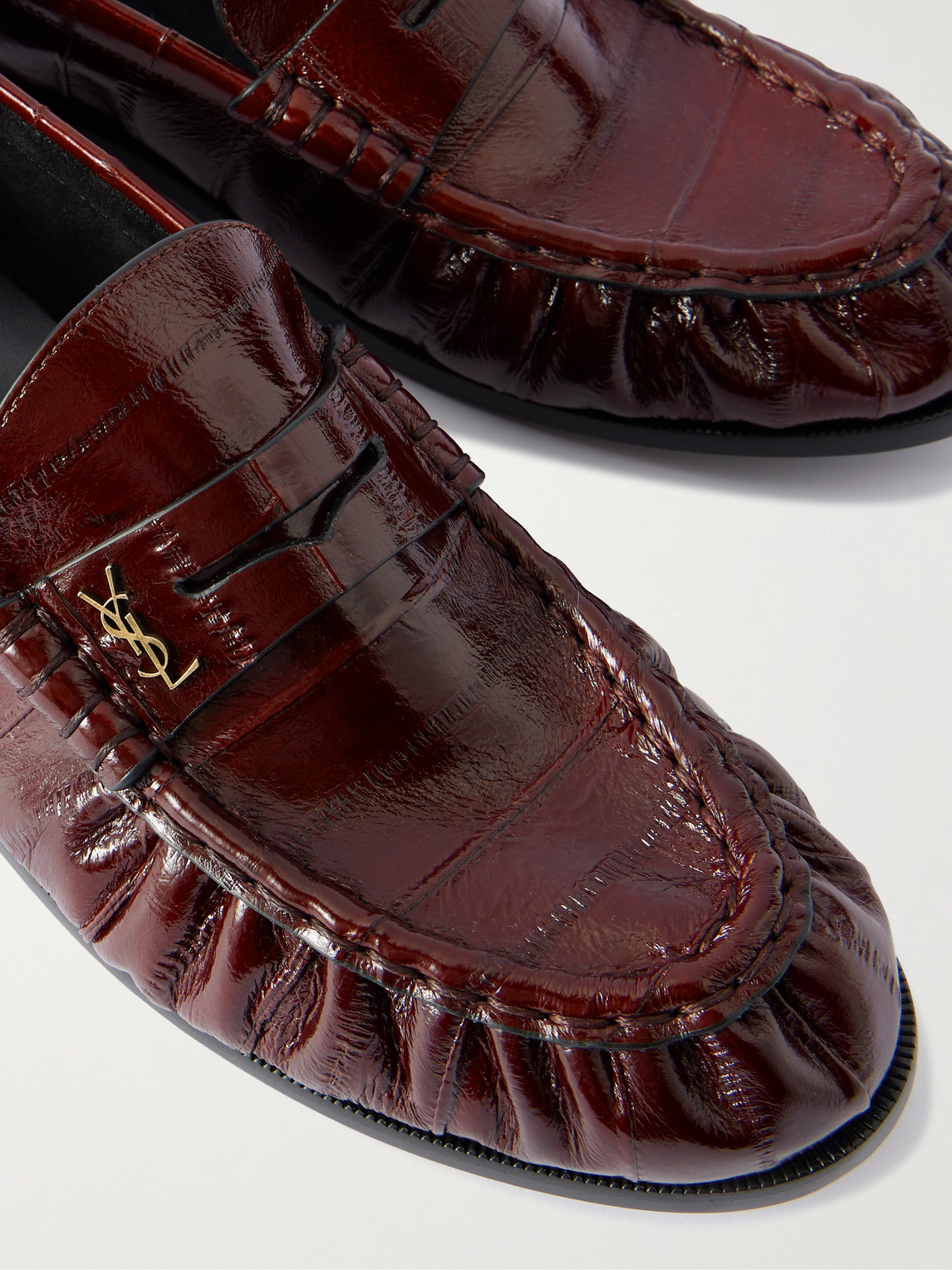 Saint Laurent Le Loafer Monogram Logo-appliquéd Eel Penny Loafers