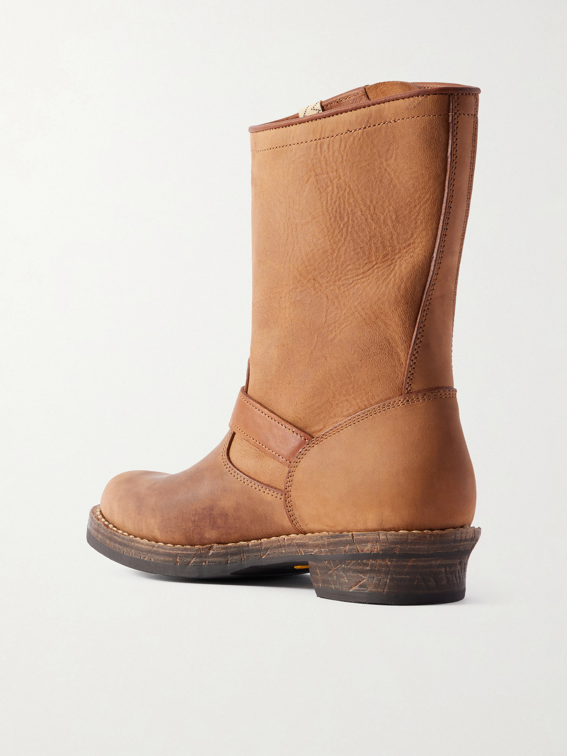  Visvim - T.w.o. Folk Distressed Buckled Textured-leather Boots - Men - Brown - Us 9 