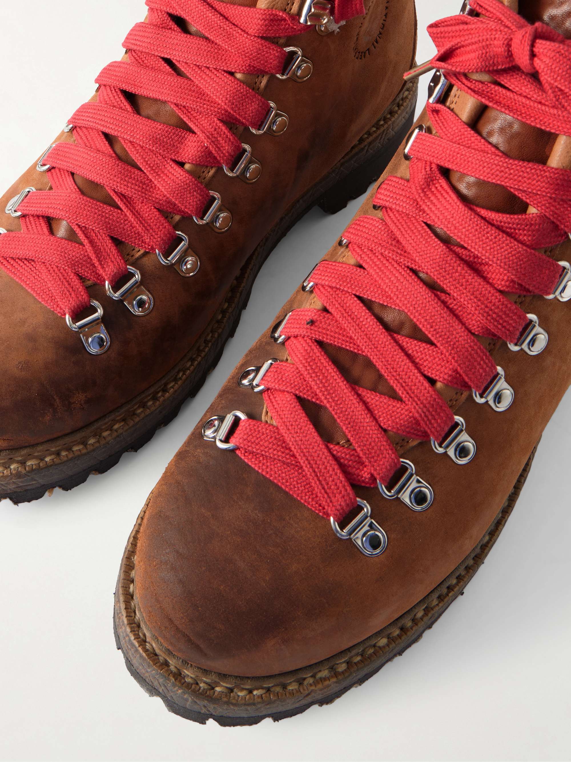 VISVIM Whymper Folk Distressed Leather Lace-Up Boots for Men | MR 