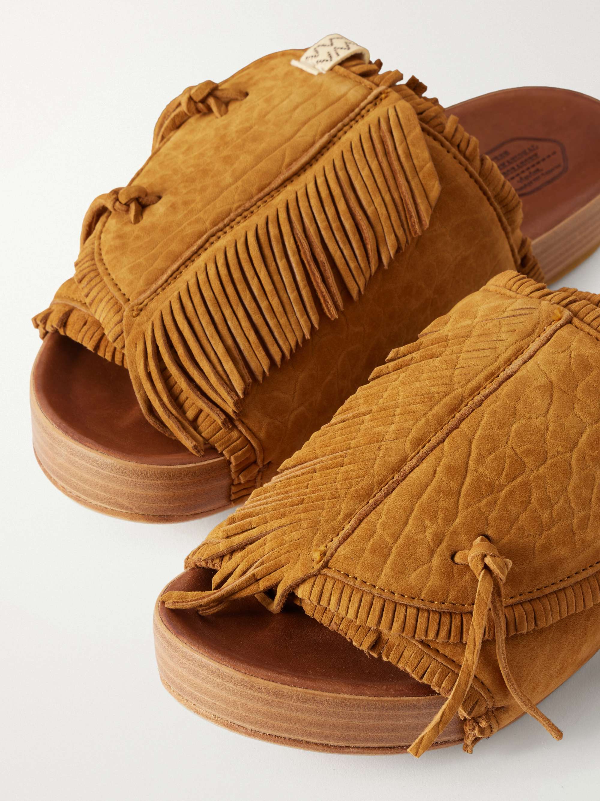 VISVIM Christo Shaman Folk Suede Slides for Men | MR PORTER