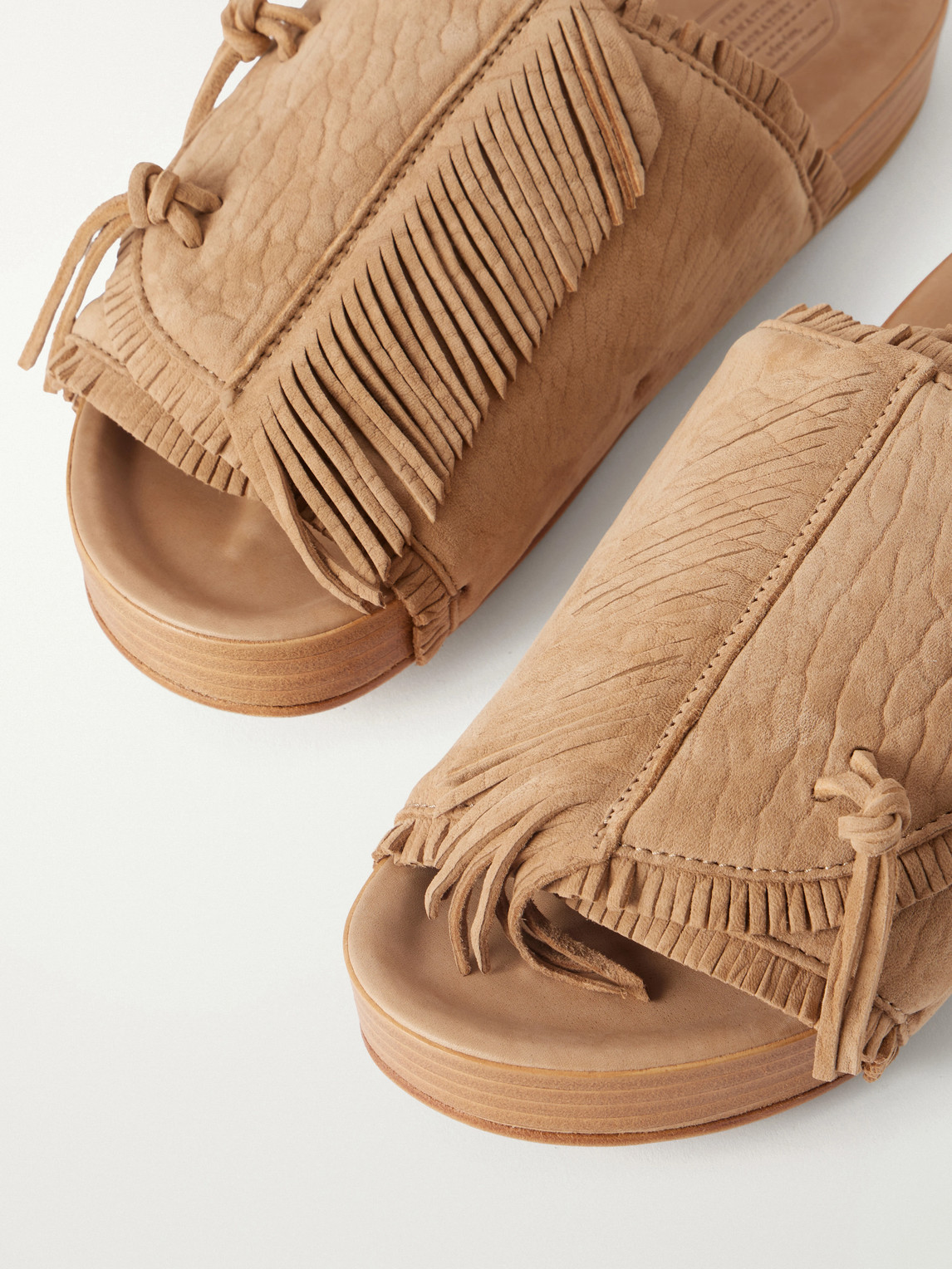  Visvim - Christo Shaman Folk Suede Slides - Men - Neutrals - M 