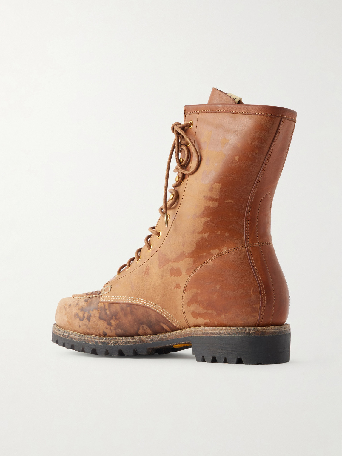 Visvim Hi-folk Scout Moc Distressed Leather Boots In Brown