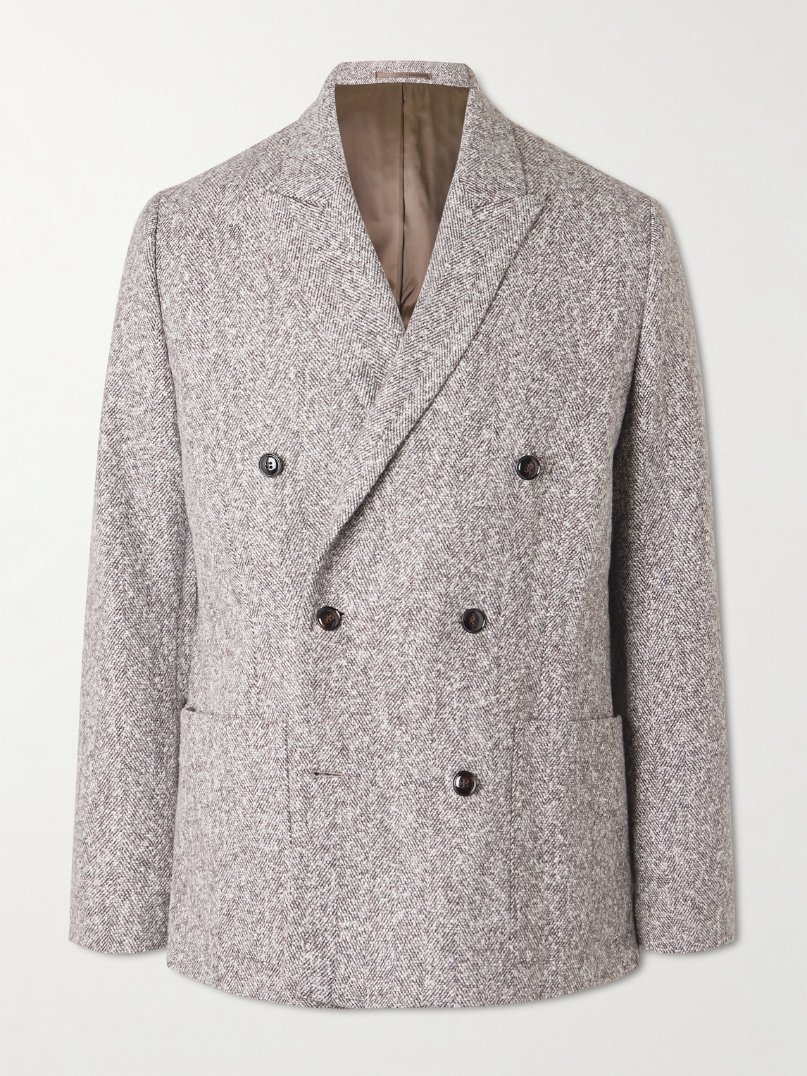 Nn07 Jordin 1087 Double-breasted Recycled-herringbone Suit Jacket In Brown