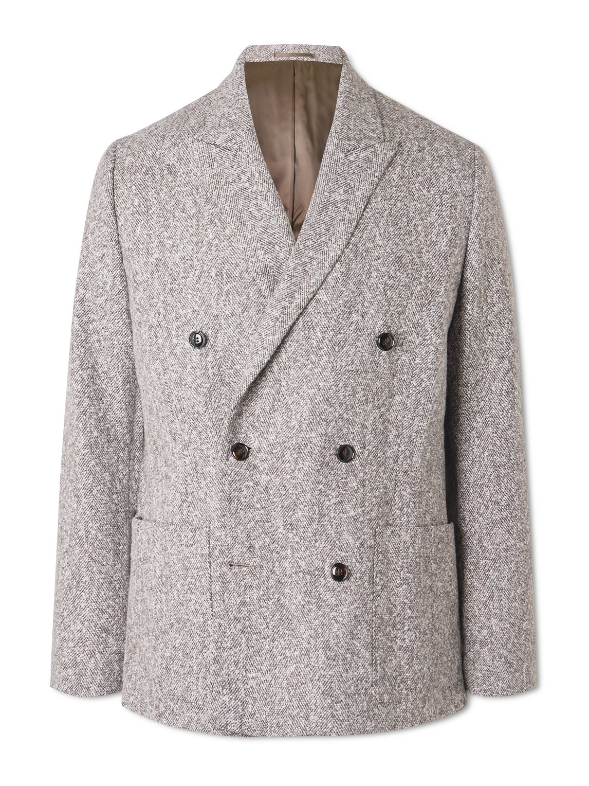 Nn07 Jordin 1087 Double-breasted Recycled-herringbone Suit Jacket In Brown