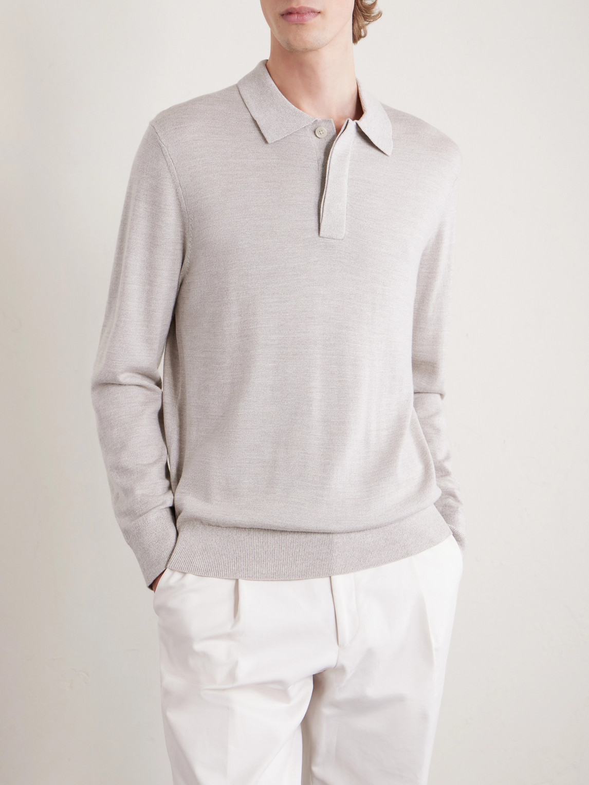  Nn07 - Emerson 6605 Wool Polo Shirt - Men - Neutrals - S 