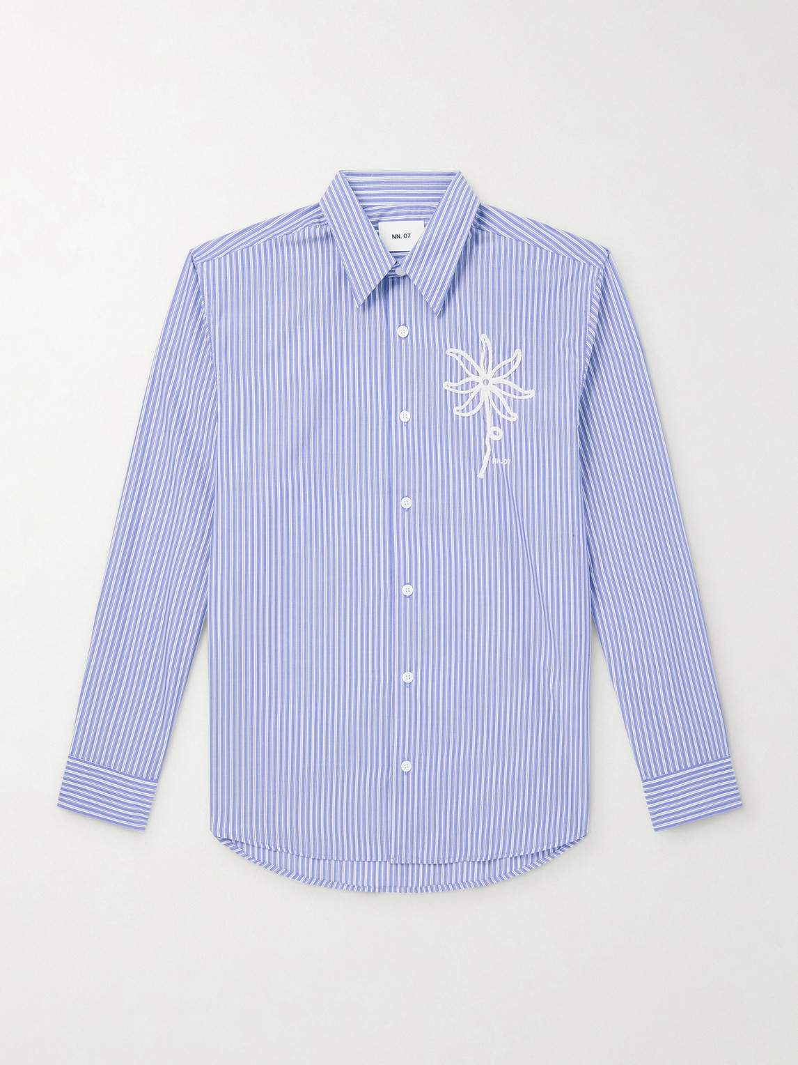 NN07 Quinsy Appliquéd Pinstriped upima Cotton hirt - Men